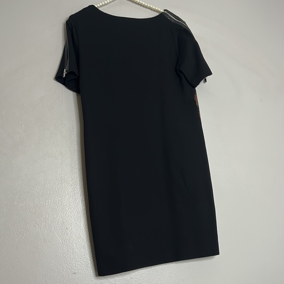 Sandro Santa Fe Ria Sheath Dress Wool Leather Zip Sleeves Womens size 1 small - Picture 7 of 11